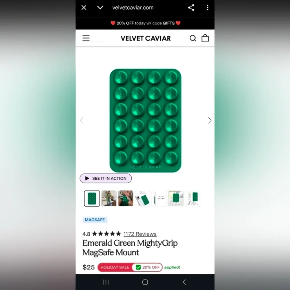 Velvet Caviar MightyGrip MagSafe‎ Mounts Emerald Green New Msrp$25